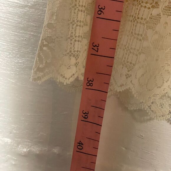 Rare Vintage Léger Ivory Lace Bodycon Dress Square Neckline Women's Size 11/12 - Picture 12 of 12